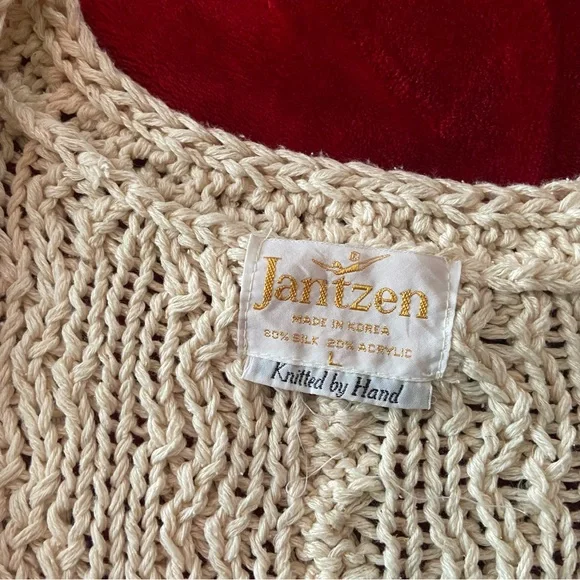 Sold Jantzen Silk Blend Knit Cardigan Vest Size Large - Picture 5 of 10